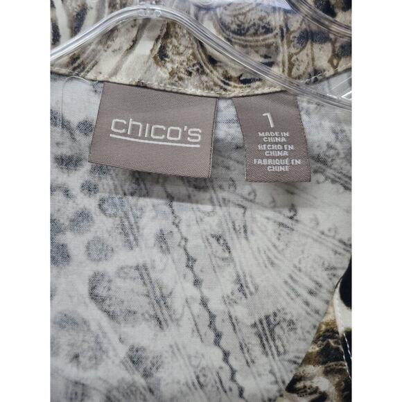 Chico’s Effortless Andie Animal-Print Shirt Button Front Cotton Long Sleeve Medi - Picture 4 of 7